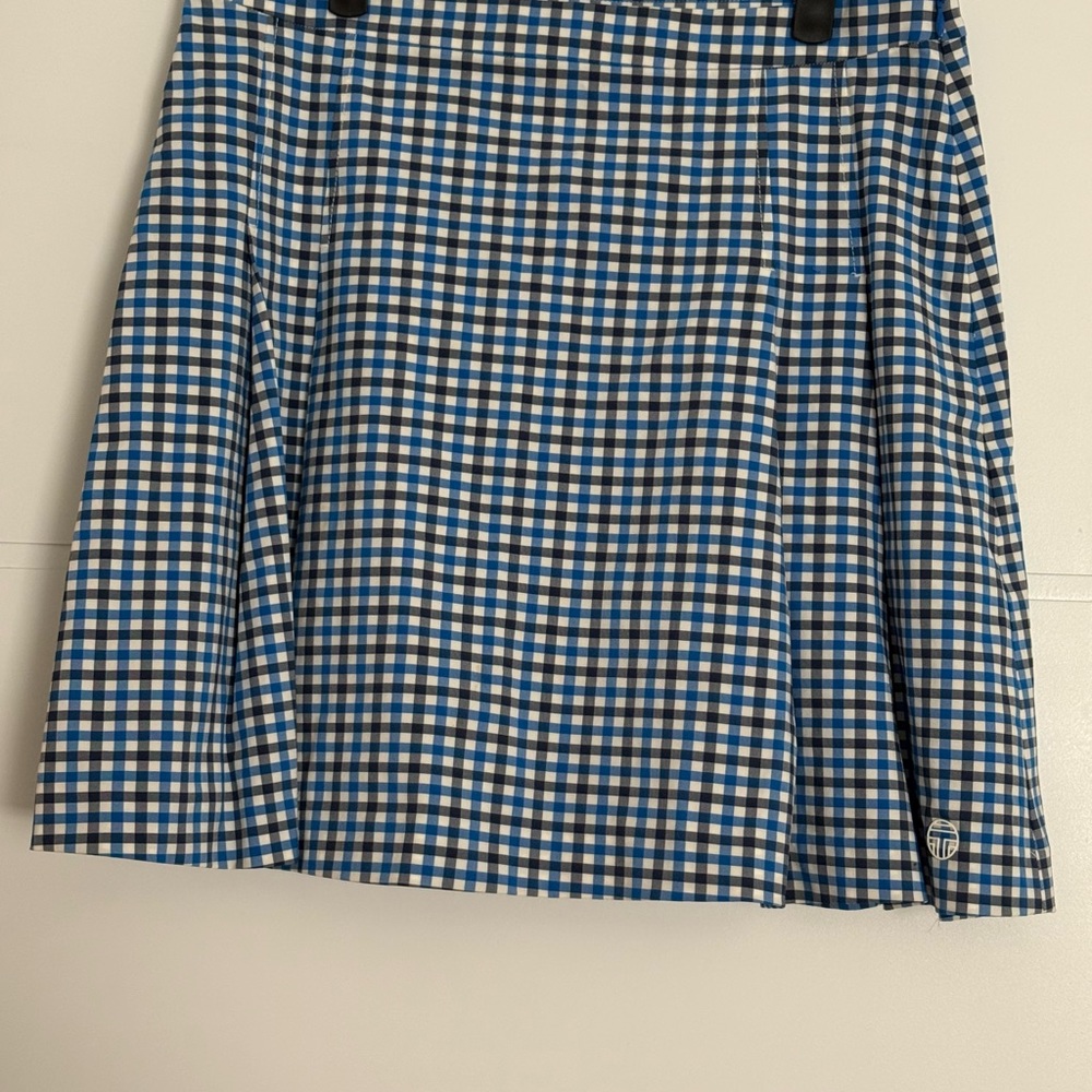 Tory Sport Blue and White Gingham A-Line  Golf Skirt